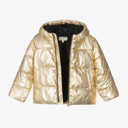 Michael Kors Kids-Girls Shimmering Gold Hooded Coat | Childrensalon Outlet