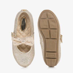Michael Kors Kids-Girls Sparkly Gold Bow Flats | Childrensalon Outlet