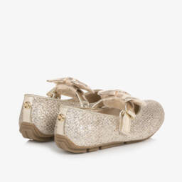 Michael Kors Kids-Girls Sparkly Gold Bow Flats | Childrensalon Outlet