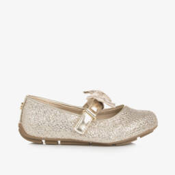 Michael Kors Kids-Girls Sparkly Gold Bow Flats | Childrensalon Outlet