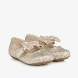 Michael Kors Kids-Girls Sparkly Gold Bow Flats | Childrensalon Outlet