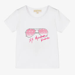 Michael Kors Kids-Girls White Cotton Sequin T-Shirt | Childrensalon Outlet