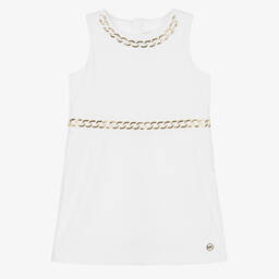 Michael Kors Kids-Girls White Crêpe Shift Dress | Childrensalon Outlet