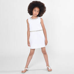 Michael Kors Kids-Girls White Crêpe Shift Dress | Childrensalon Outlet