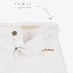 Michael Kors Kids-Girls White Denim & Gold Chain Shorts  | Childrensalon Outlet