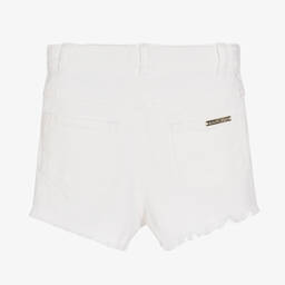 Michael Kors Kids-Girls White Denim & Gold Chain Shorts  | Childrensalon Outlet