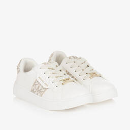 Michael Kors Kids-Girls White Faux Leather Lace-Up Trainers | Childrensalon Outlet