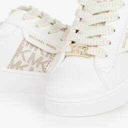 Michael Kors Kids-Girls White Faux Leather Lace-Up Trainers | Childrensalon Outlet