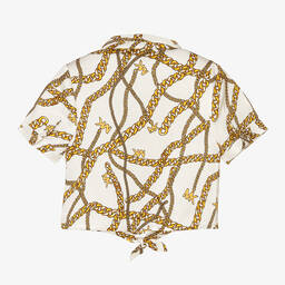 Michael Kors Kids-Бело-золотистая блузка с цепочками | Childrensalon Outlet