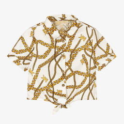 Michael Kors Kids-Бело-золотистая блузка с цепочками | Childrensalon Outlet