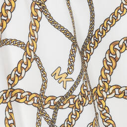 Michael Kors Kids-Girls White & Gold Chain Logo Skirt | Childrensalon Outlet