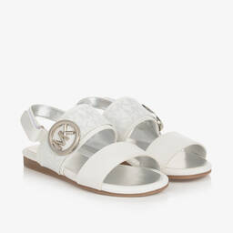 Michael Kors Kids-Girls White MK Velcro Sandals | Childrensalon Outlet
