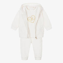 Michael Kors Kids-Girls White Monogram Tracksuit Set | Childrensalon Outlet