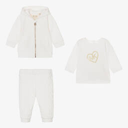 Michael Kors Kids-Girls White Monogram Tracksuit Set | Childrensalon Outlet