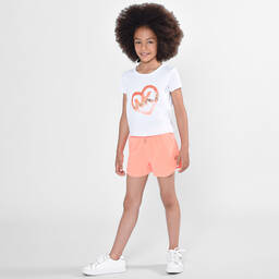 Michael Kors Kids-Girls White Sequin Heart Logo T-Shirt | Childrensalon Outlet
