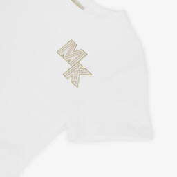 Michael Kors Kids-تيشيرت قطن عاجي بلمسة معدنية براقة | Childrensalon Outlet