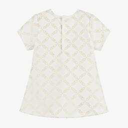 Michael Kors Kids-فستان عاجي بشعار ذهبي لامع | Childrensalon Outlet