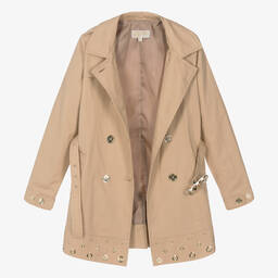 Michael Kors Kids-Teen Girls Beige Cotton Trench Coat | Childrensalon Outlet