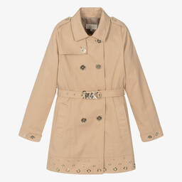 Michael Kors Kids-Teen Girls Beige Cotton Trench Coat | Childrensalon Outlet