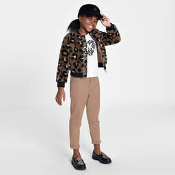 Michael Kors Kids-Teen Girls Beige Leopard Faux Fur Jacket | Childrensalon Outlet
