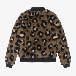 Michael Kors Kids-Teen Girls Beige Leopard Faux Fur Jacket | Childrensalon Outlet