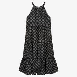 Michael Kors Kids-Черное платье с принтом-цепочкой | Childrensalon Outlet