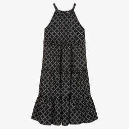 Michael Kors Kids-Черное платье с принтом-цепочкой | Childrensalon Outlet