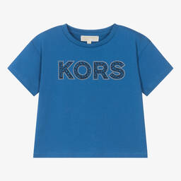 Michael Kors Kids-Teen Girls Blue Organic Cotton T-Shirt | Childrensalon Outlet
