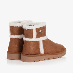 Michael Kors Kids-Teen Girls Brown & Gold Faux Suede Boots | Childrensalon Outlet