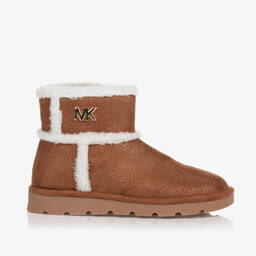 Michael Kors Kids-Teen Girls Brown & Gold Faux Suede Boots | Childrensalon Outlet