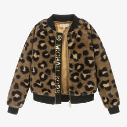 Michael Kors Kids-Teen Girls Brown Leopard Print Jacket | Childrensalon Outlet