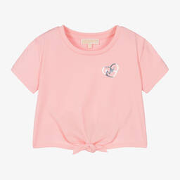 Michael Kors Kids-Teen Girls Cropped Pink Logo T-Shirt | Childrensalon Outlet