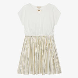 Michael Kors Kids-Teen Girls Gold Pleated Dress | Childrensalon Outlet