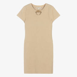 Michael Kors Kids-Teen Girls Gold Ribbed Knit Viscose Dress | Childrensalon Outlet