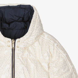 Michael Kors Kids-Teen Girls Ivory & Blue MK Reversible Coat | Childrensalon Outlet