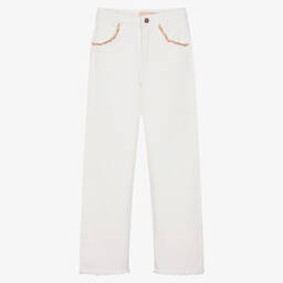 Michael Kors Kids-Teen Girls Ivory Cotton Denim Jeans | Childrensalon Outlet