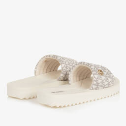 Michael Kors Kids-Teen Girls Ivory Monogram Sliders | Childrensalon Outlet
