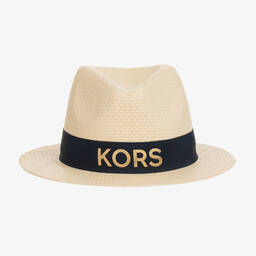 Michael Kors Kids-Teen Girls Light Beige Straw Hat | Childrensalon Outlet