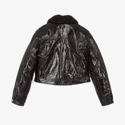 Michael Kors Kids-Teen Girls Shiny Black Faux Leather Jacket | Childrensalon Outlet