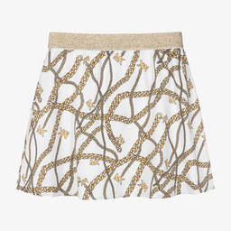 Michael Kors Kids-Teen Girls White & Gold Chain Print Skirt | Childrensalon Outlet