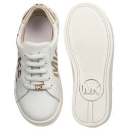 Michael Kors Kids-White Leather Logo Trainers | Childrensalon Outlet