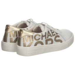 Michael Kors Kids-White Leather Logo Trainers | Childrensalon Outlet