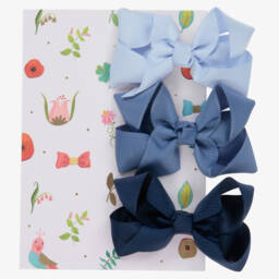 ميلو دو-مشبك للشعر ساتان لون أزرق عدد 3 (8 سم) | Childrensalon Outlet