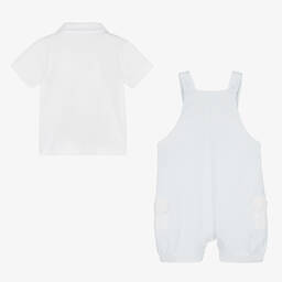 Mini-la-Mode-Baby Boys Blue Pima Cotton Dungaree Set | Childrensalon Outlet
