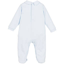 Mini-la-Mode-Blue Pima Cotton Smocked Babygrow | Childrensalon Outlet