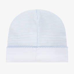 ميني لا مود-قبعة قطن بيما لون أبيض وأزرق للأطفال | Childrensalon Outlet