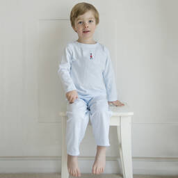 Mini-la-Mode-Boys Blue Pima Cotton Pyjamas  | Childrensalon Outlet