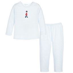 Mini-la-Mode-Boys Blue Pima Cotton Pyjamas  | Childrensalon Outlet