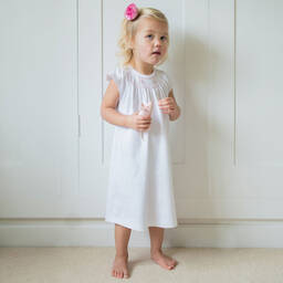 Mini-la-Mode-White Pima Cotton Nightdress | Childrensalon Outlet