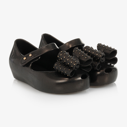 Mini Melissa-Черные резиновые туфли с бантиками | Childrensalon Outlet